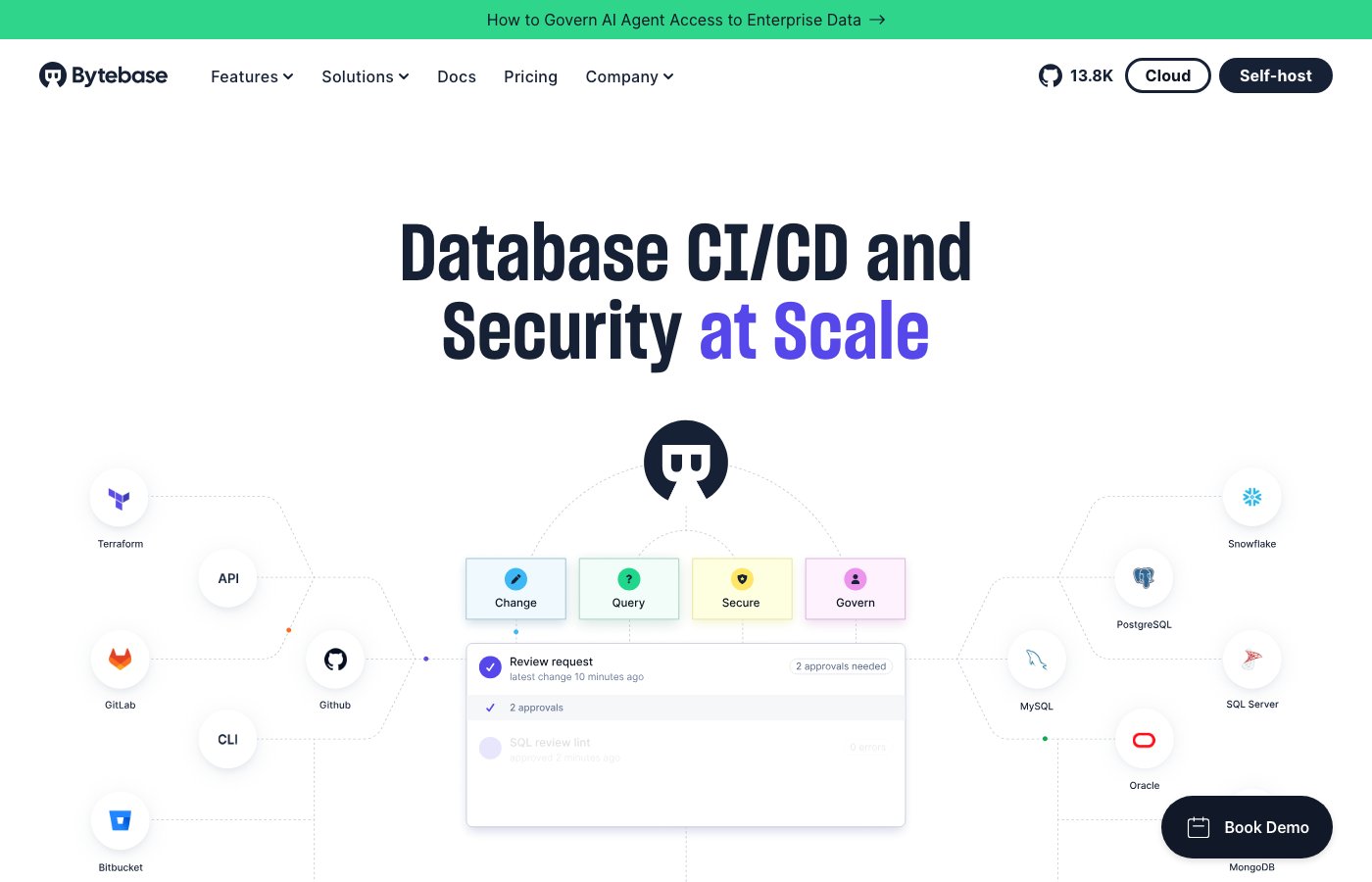 Bytebase schema change review workflow showing issue detail, SQL diff, and approval controls